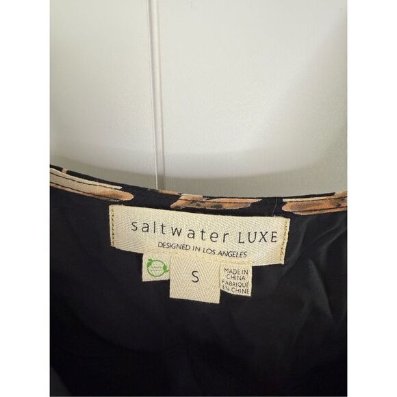Saltwater Luxe Sustainable Eco Tank Tie Neck Dress in‎ Black Brown Floral - Picture 5 of 12